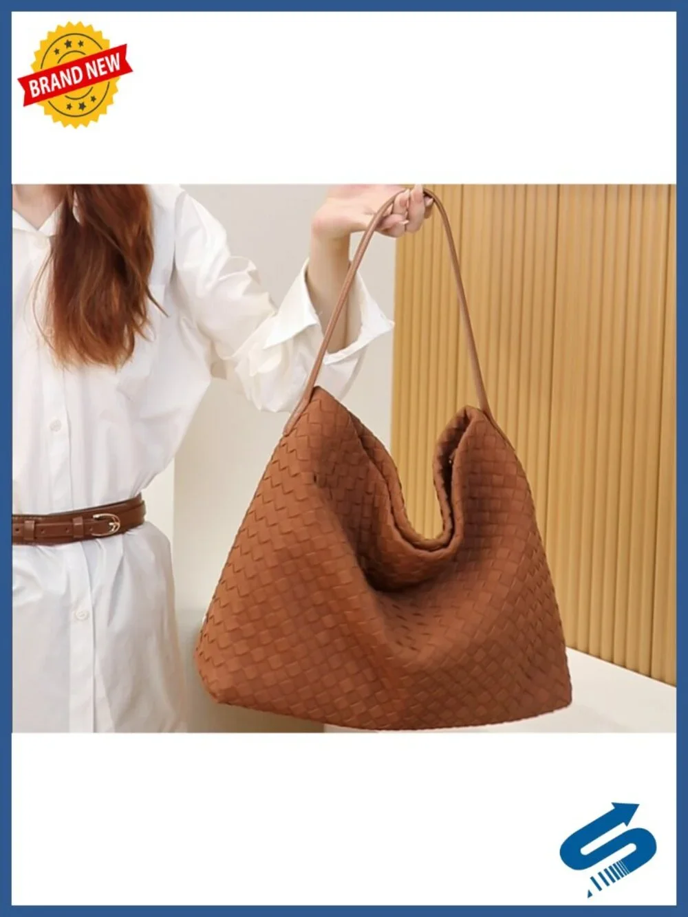 Woven Tote Bag for Women, Minimalist Shoulder Handbag, Top Handle Purse, Faux